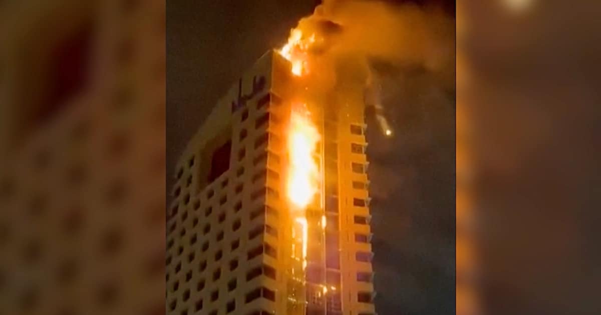 High-rise building in Kuwait burns after drone attack